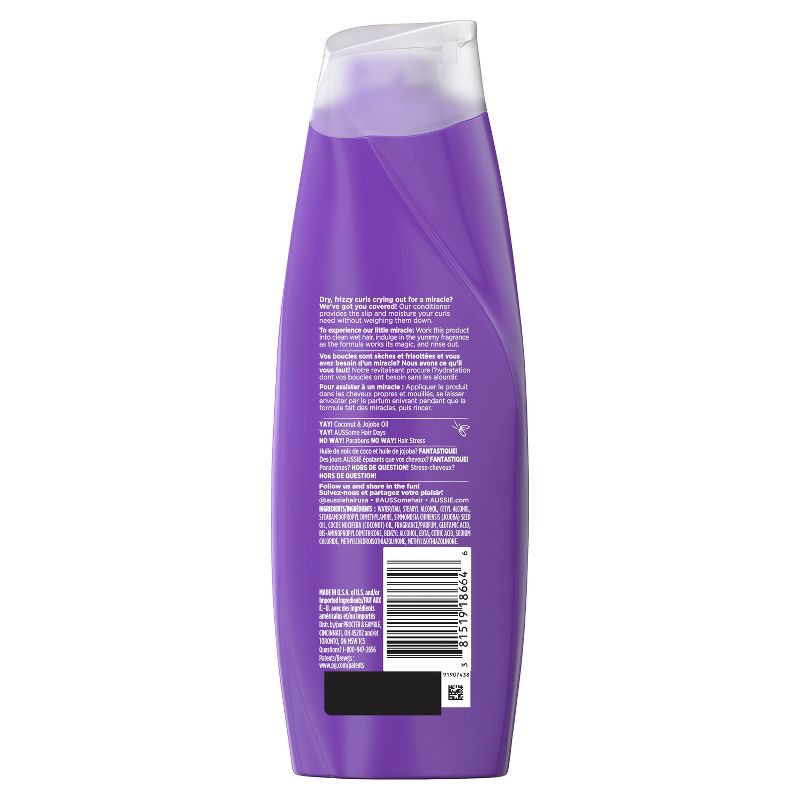 slide 8 of 9, Aussie Paraben-Free Miracle Curls Conditioner with Coconut & Jojoba Oil For Curly Hair - 12.1 fl oz, 12.1 fl oz