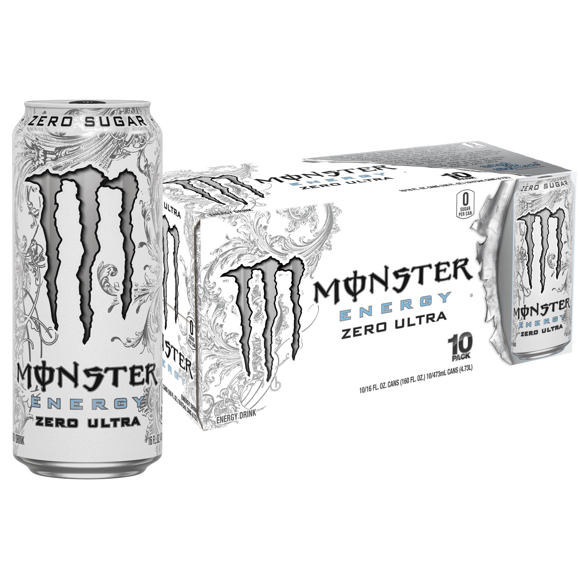 slide 1 of 6, Monster Energy Monster Zero Ultra Energy Drink, 10 ct; 16 fl oz