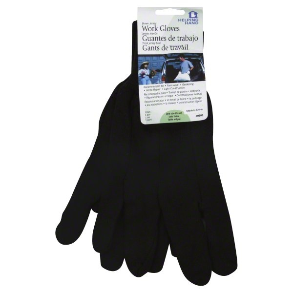 slide 1 of 1, Helping Hand Brown Jersey Gloves, 1 ct
