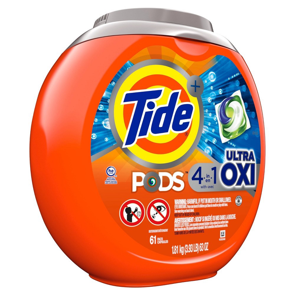 slide 4 of 9, Tide Pods Ultra Oxi Laundry Detergent Pacs - 63oz/61ct, 63 oz