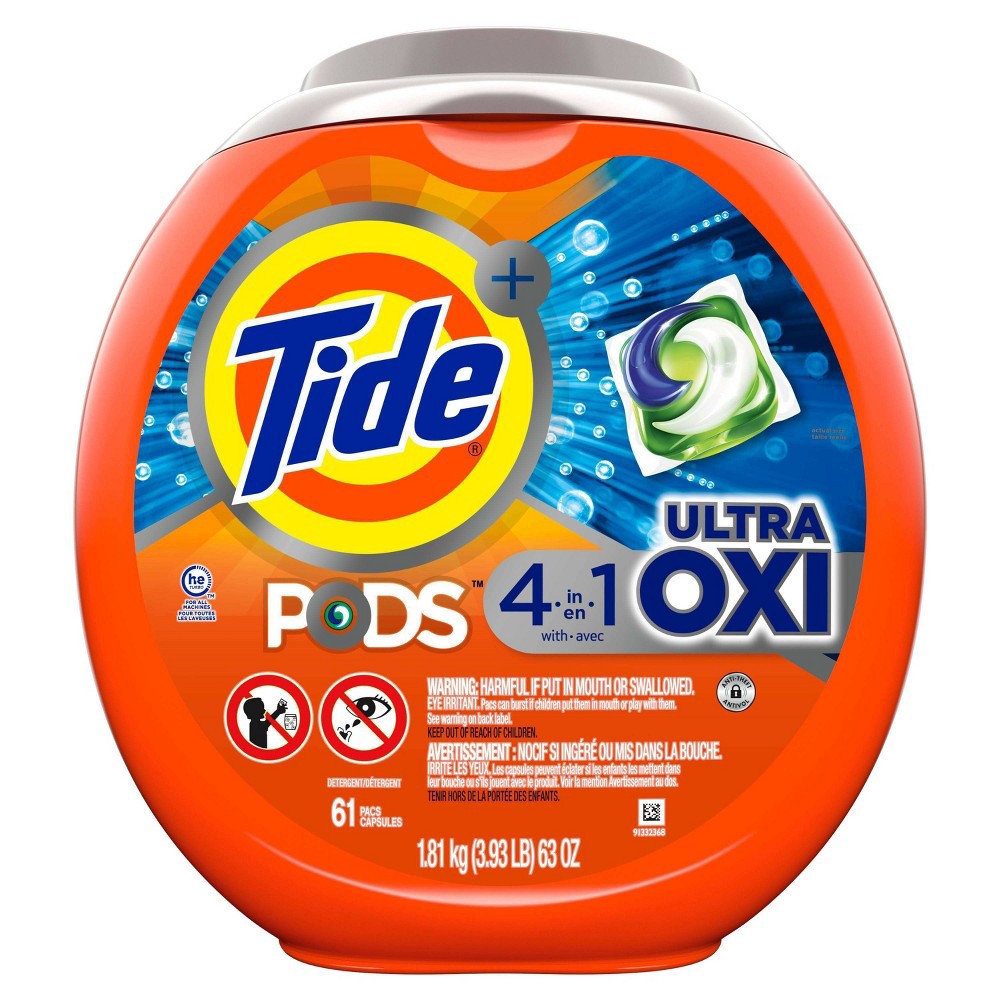 slide 7 of 9, Tide Pods Ultra Oxi Laundry Detergent Pacs - 63oz/61ct, 63 oz