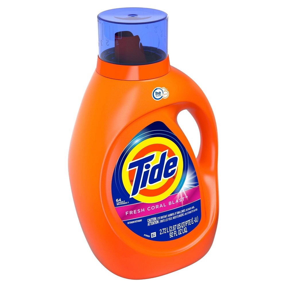 slide 2 of 9, Tide Fresh Coral Blast HE Liquid Laundry Detergent, 92 fl oz