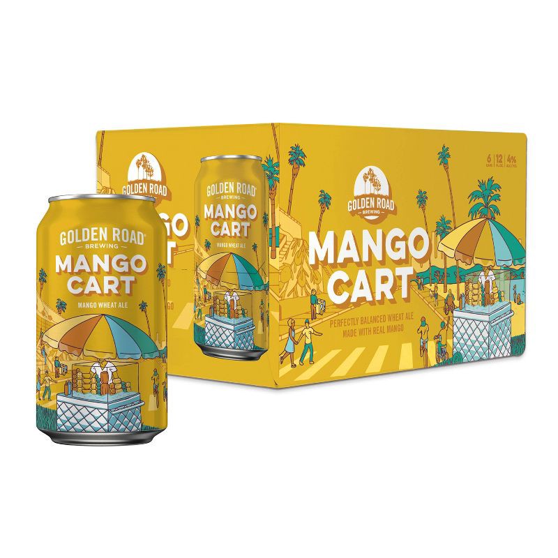 slide 1 of 12, Golden Road Brewing Golden Road Mango Cart Wheat Ale Beer - 6pk/12 fl oz Cans, 6 ct; 12 fl oz