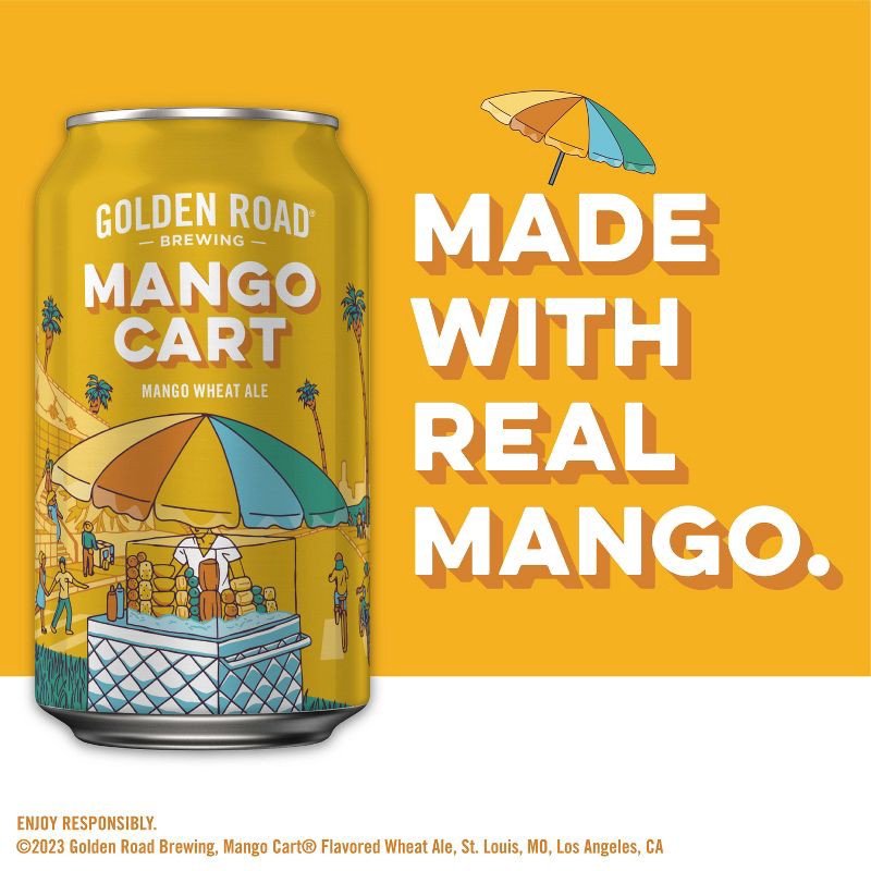 slide 9 of 12, Golden Road Brewing Golden Road Mango Cart Wheat Ale Beer - 6pk/12 fl oz Cans, 6 ct; 12 fl oz