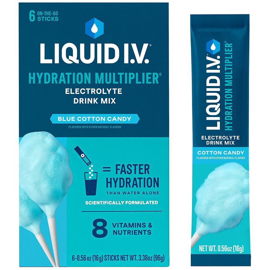 slide 3 of 5, Liquid I.V. Hydration Multiplier Powdered Electrolyte Drink Mix Blue Cotton Candy, 6 ct