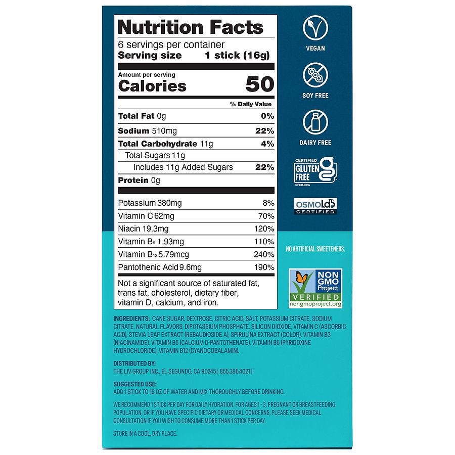 slide 4 of 5, Liquid I.V. Hydration Multiplier Powdered Electrolyte Drink Mix Blue Cotton Candy, 6 ct