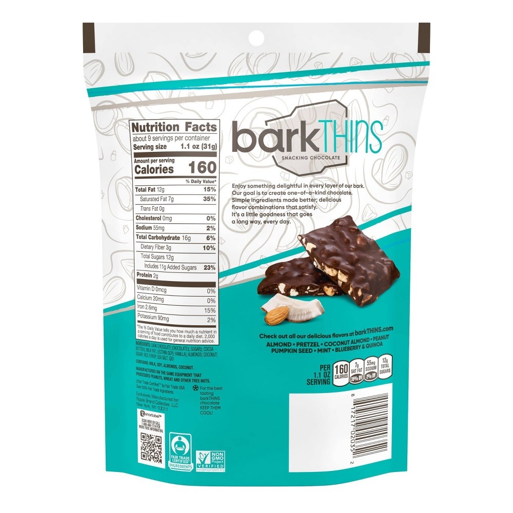 slide 3 of 4, barkTHINS Dark Chocolate Toasted Coconut with Almonds, 10 oz