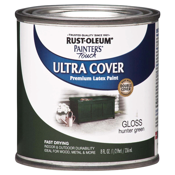 slide 1 of 1, Rust-Oleum Painters Touch Ultra Cover Multi-Purpose Brush-On Paint - 1938730, Gloss Hunter Green, 1/2 pint