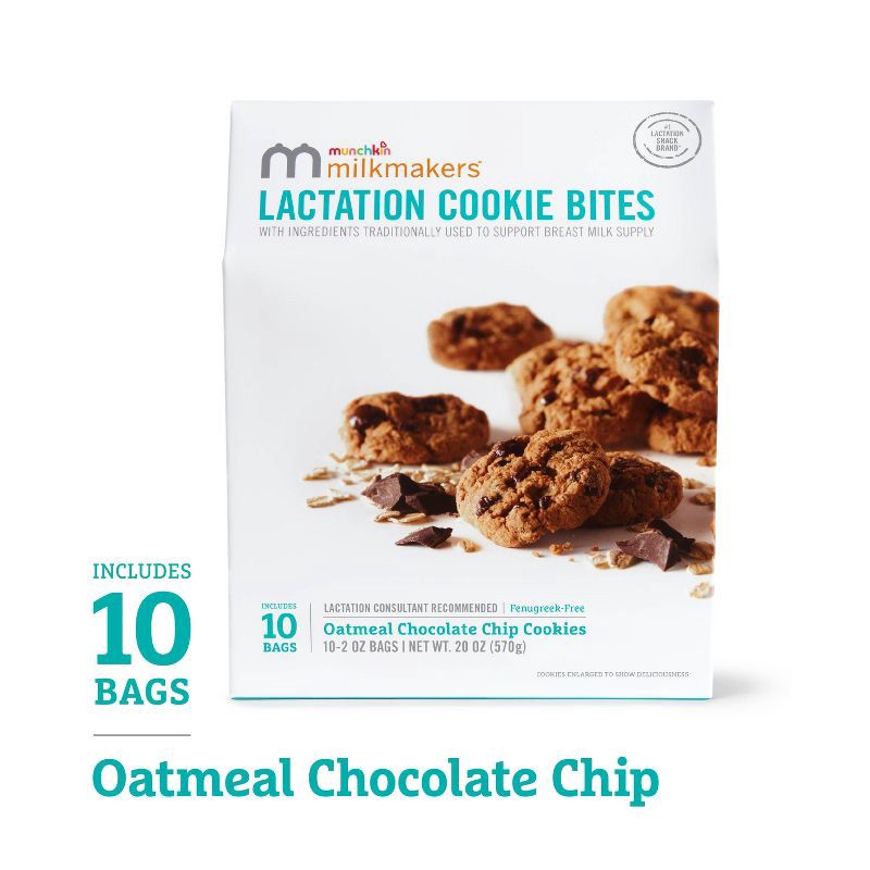 slide 3 of 6, Munchkin Milkmakers Lactation Cookie Bites - Oatmeal Chocolate Chip - 20oz/10ct, 10 ct; 20 oz