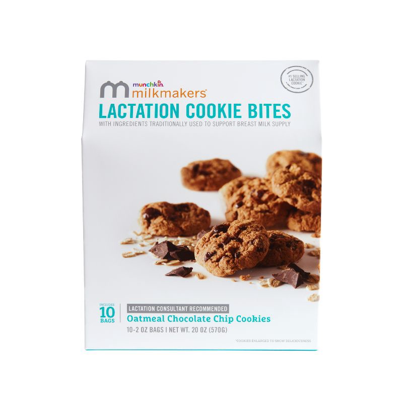 slide 1 of 6, Munchkin Milkmakers Lactation Cookie Bites - Oatmeal Chocolate Chip - 20oz/10ct, 10 ct; 20 oz