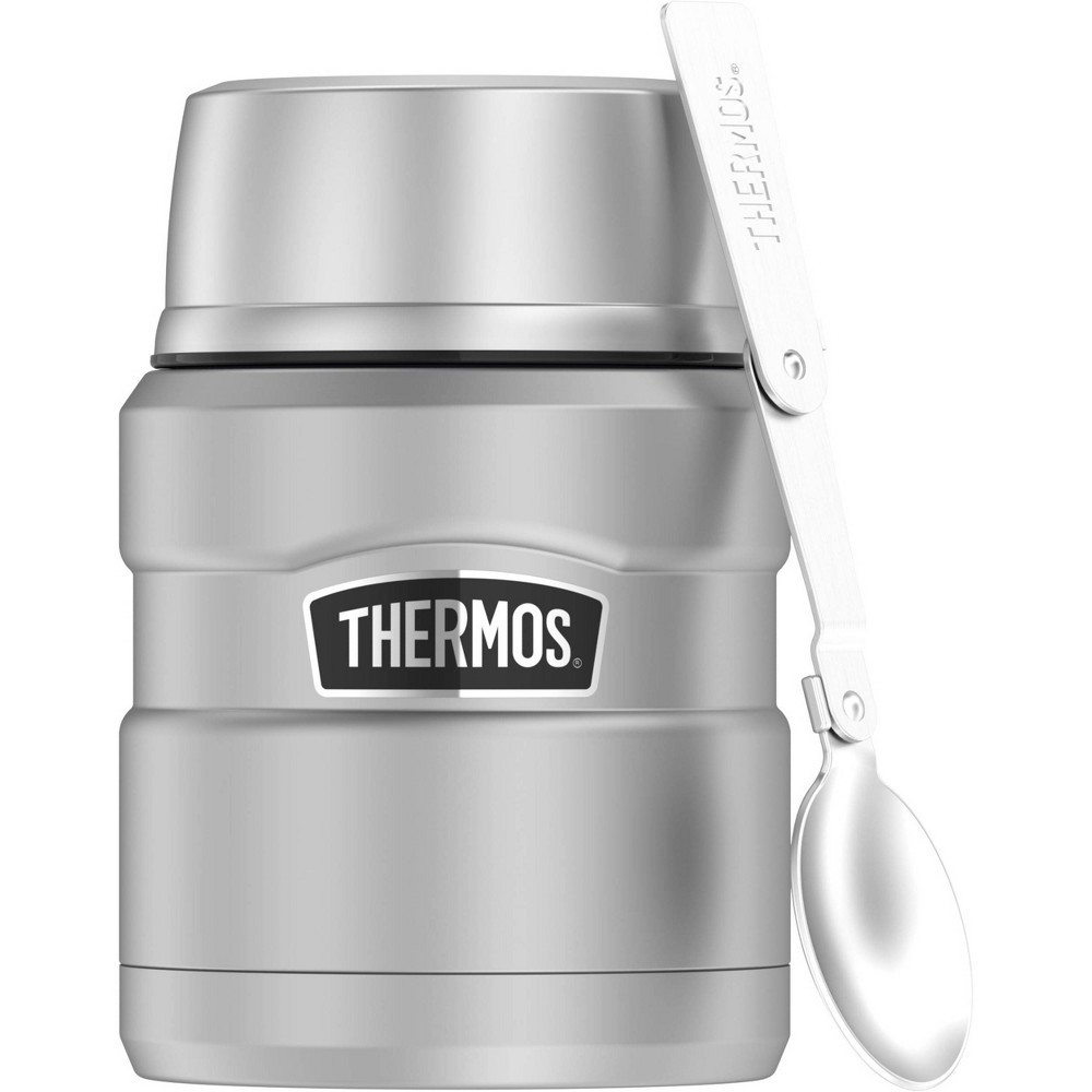 slide 3 of 7, Thermos 16oz Stainless King Food Jar with Spoon - Light Silver, 1 ct