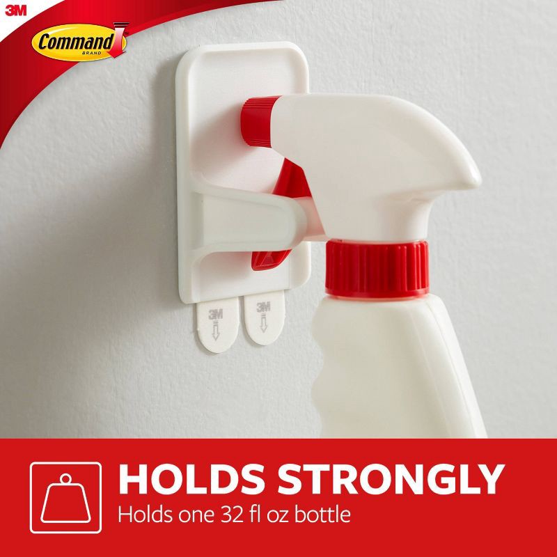 slide 3 of 12, Command 2 Hangers/4 Strips per pk Spray Bottle Hangers White: Plastic Cleaning Tools & Accessories, Bottle Holder, 1 ct