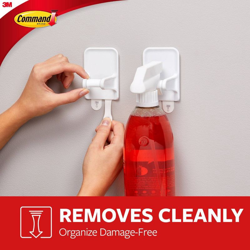 slide 5 of 12, Command 2 Hangers/4 Strips per pk Spray Bottle Hangers White: Plastic Cleaning Tools & Accessories, Bottle Holder, 1 ct