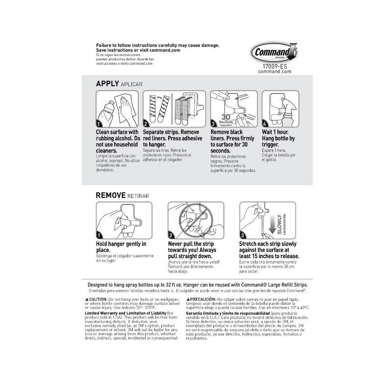 slide 9 of 12, Command 2 Hangers/4 Strips per pk Spray Bottle Hangers White: Plastic Cleaning Tools & Accessories, Bottle Holder, 1 ct