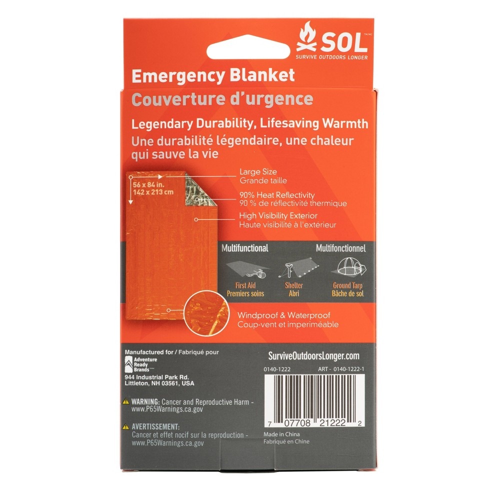 slide 2 of 7, Survive Outdoors Longer Survive Outdoors Emergency Blanket - Orange, 1 ct