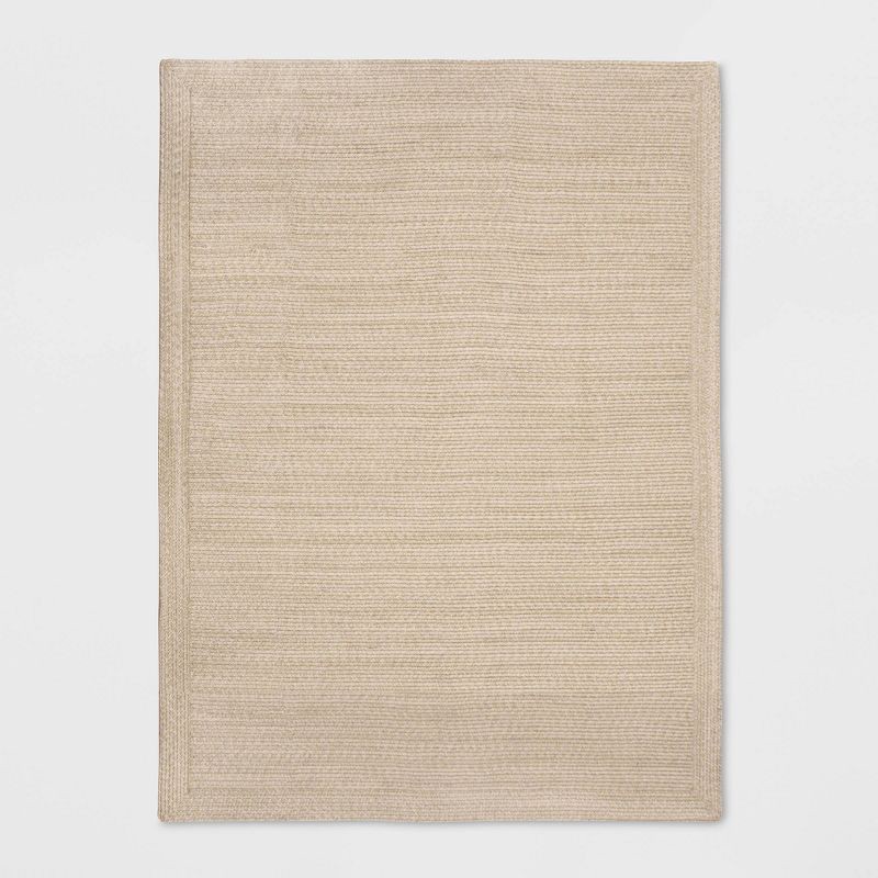 slide 1 of 4, 5'x7' Natural Woven Rectangular Braided Outdoor Area Rug Heathered Cream - Threshold™, 1 ct