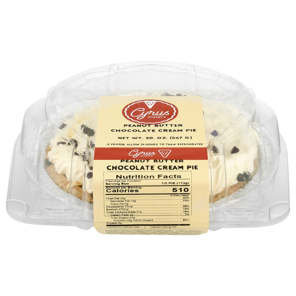 slide 1 of 1, Cyrus O'Leary's Peanut Butter Chocolate Cream Pie, 20 oz