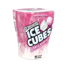 ICE BREAKERS Ice Cubes Bubble Breeze Sugar Free Chewing Gum Bottle, 3.24 oz (40 Pieces)