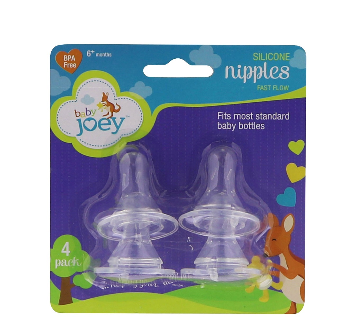 slide 1 of 1, Baby Joey Fast Flow Silicone Nipples, 2 ct