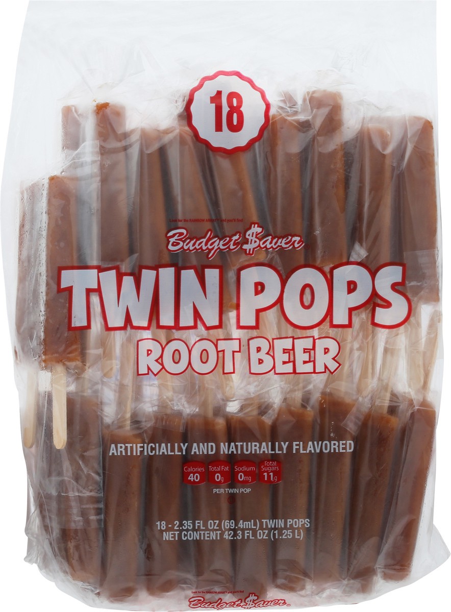 slide 6 of 13, Budget Saver Root Beer Twin Pops 18 - 2.35 fl oz Pops, 18 oz