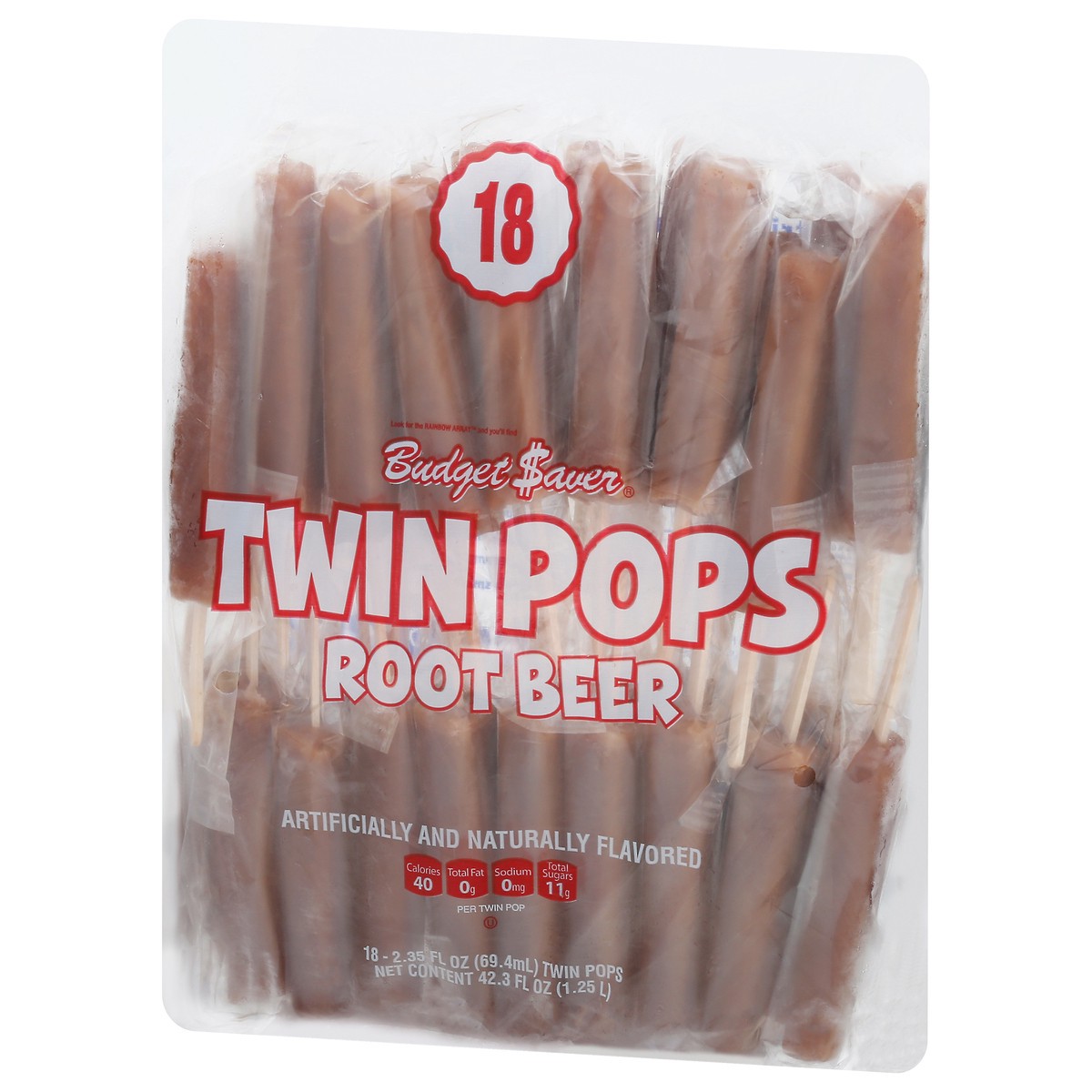 slide 5 of 13, Budget Saver Root Beer Twin Pops 18 - 2.35 fl oz Pops, 18 oz