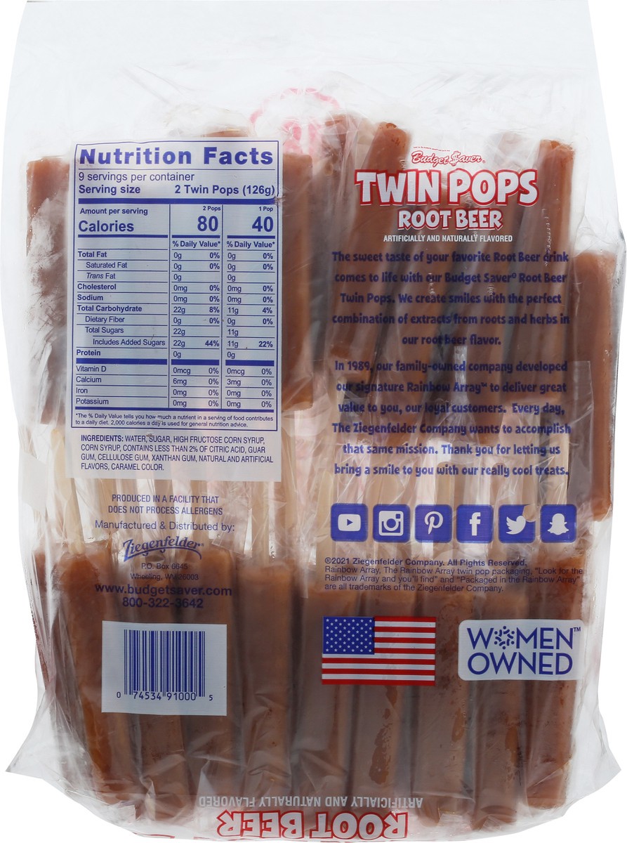 slide 11 of 13, Budget Saver Root Beer Twin Pops 18 - 2.35 fl oz Pops, 18 oz