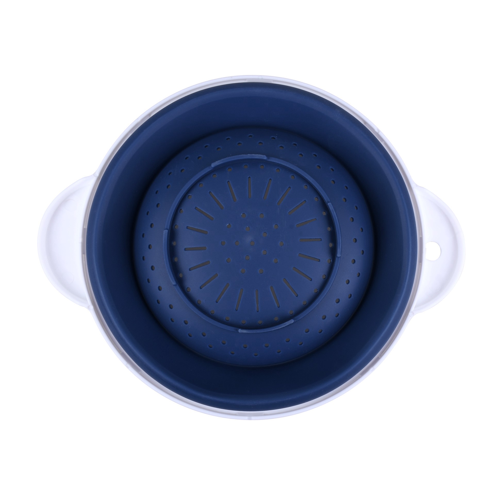 slide 2 of 4, 11" Blue & White Silicone Colander By Makery, 11 in