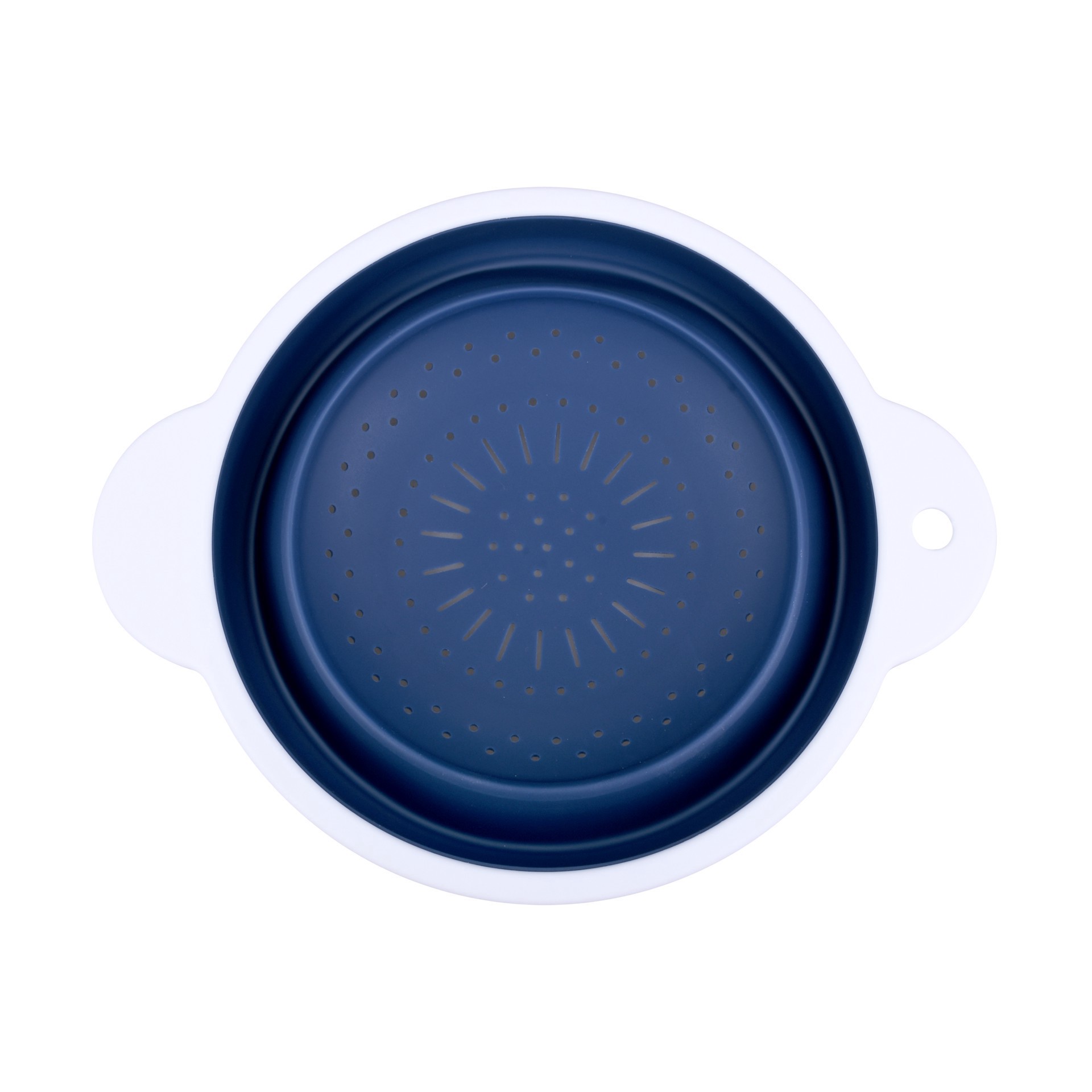 slide 4 of 4, 11" Blue & White Silicone Colander By Makery, 11 in