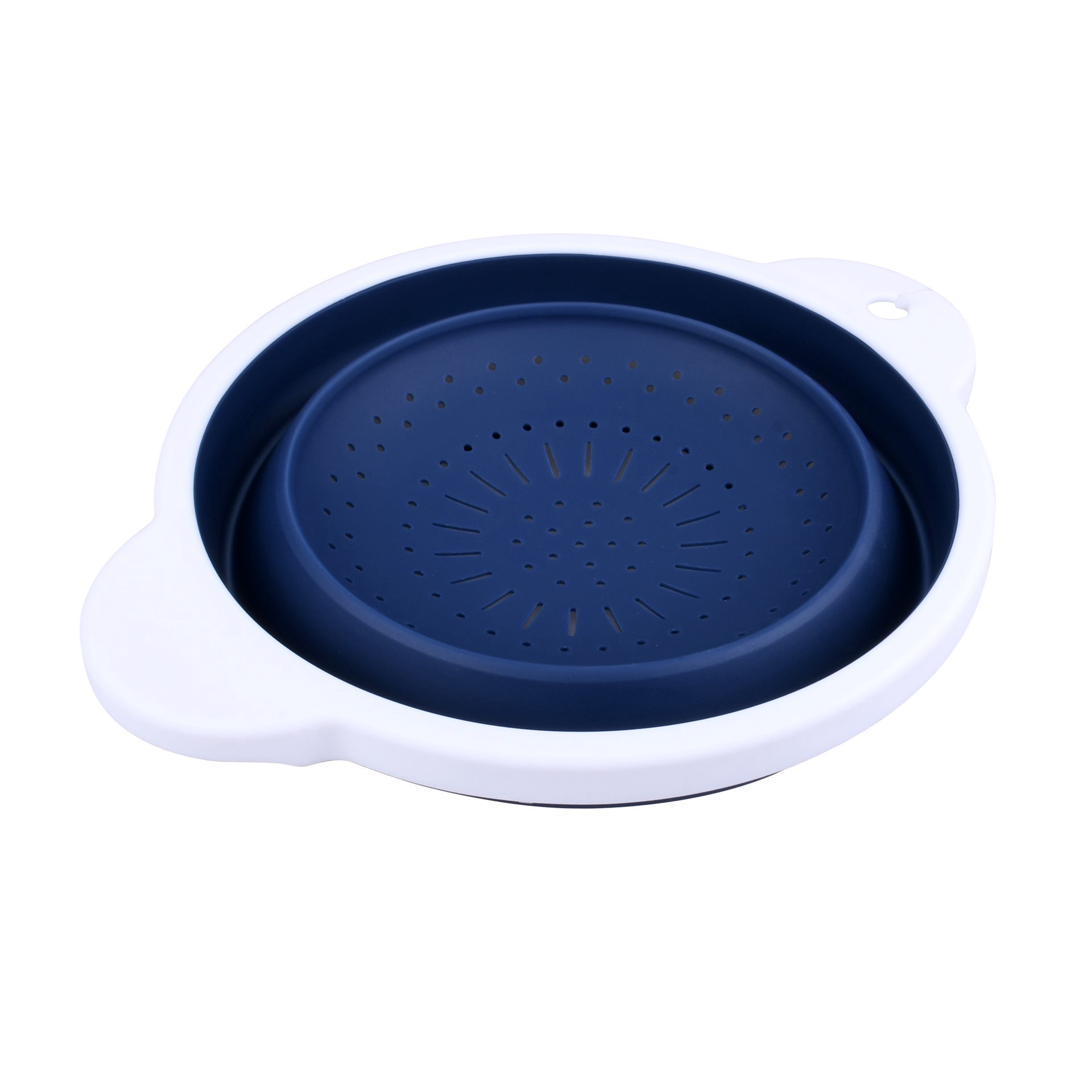 slide 3 of 4, 11" Blue & White Silicone Colander By Makery, 11 in