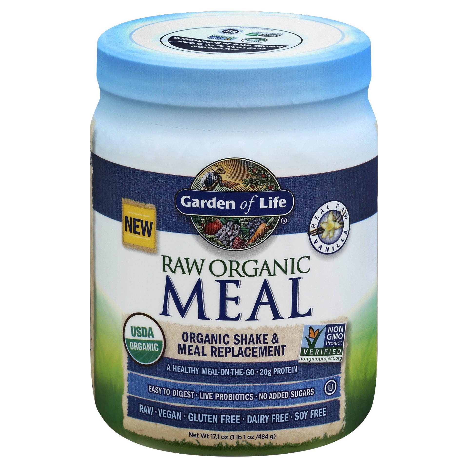 slide 1 of 2, Garden Of Life Organic Raw Meal Vanilla Meal Replacement Powder, 19.68 oz