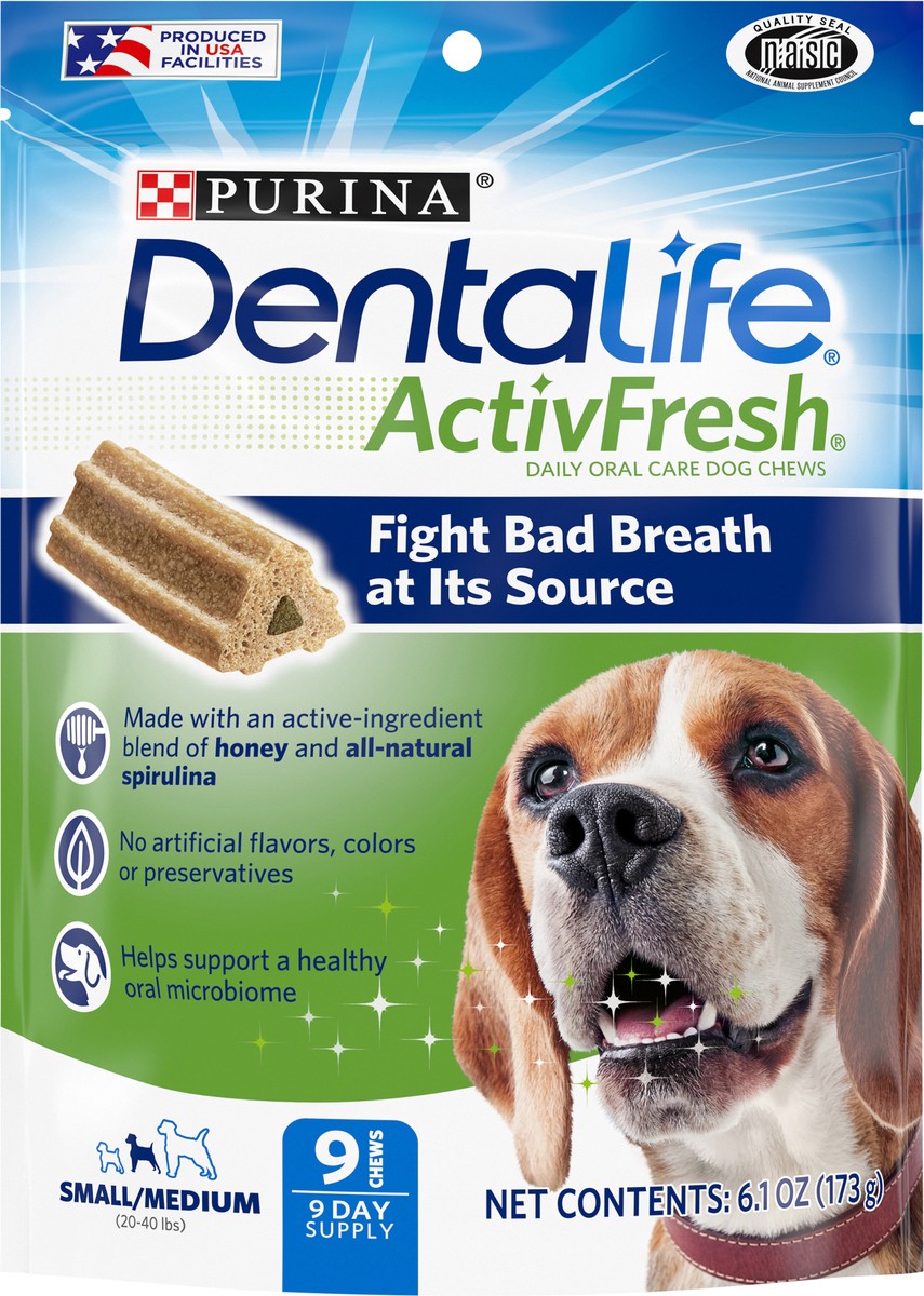 slide 7 of 9, DentaLife Purina DentaLife Dental Care Small/Medium Dog Chews, ActivFresh Daily Oral Care, 6.1 oz