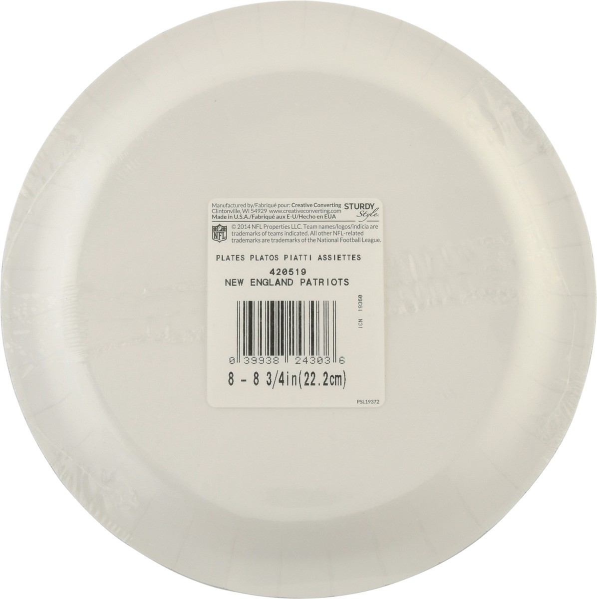 slide 8 of 9, NFL Sturdy Style New England Patriots Plates 8-3/4 Inch 8 ea, 8 ct