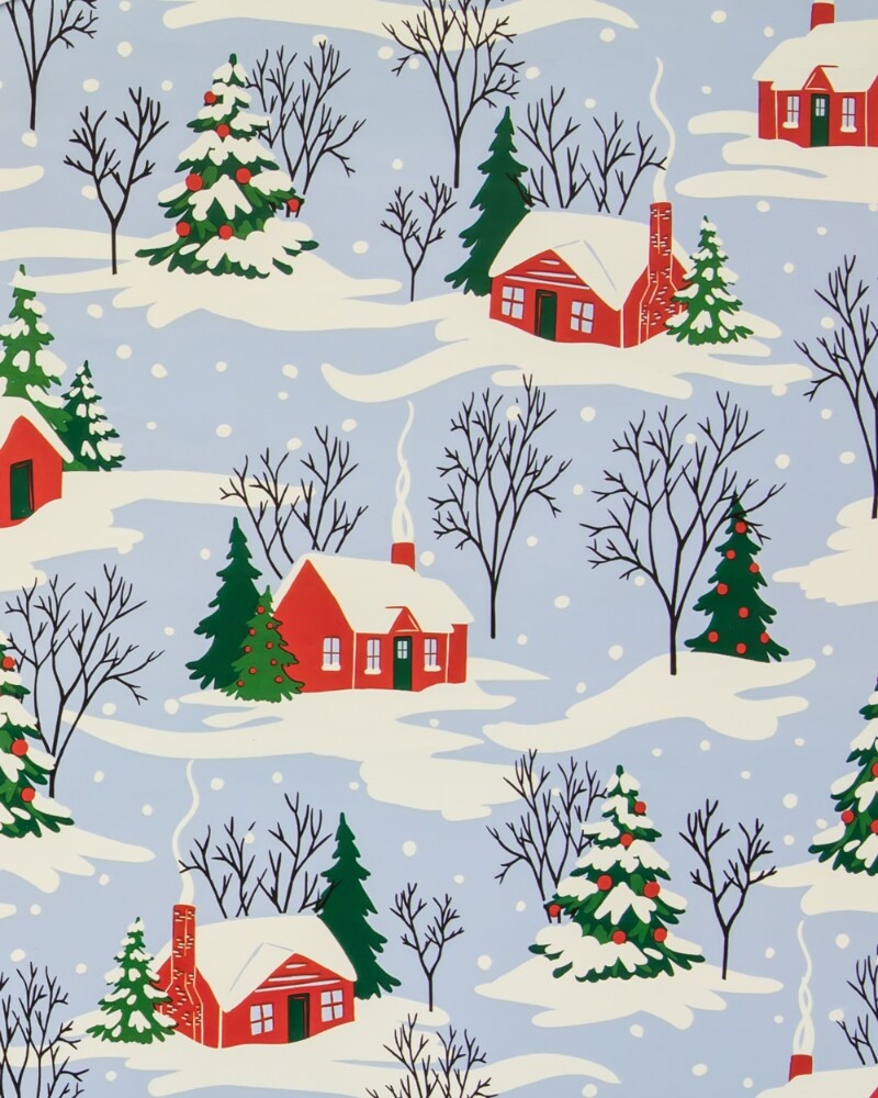 slide 1 of 1, Holiday Home Snowy Village Gift Wrap, 30 in