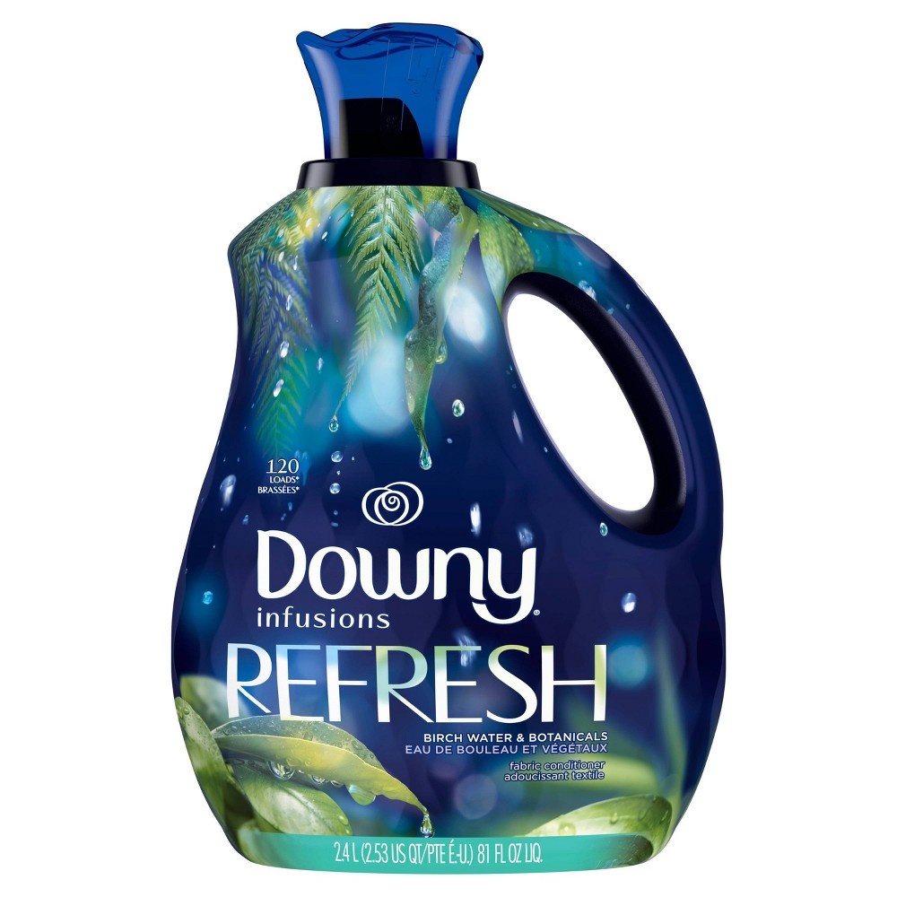 slide 3 of 3, Downy Infusions Liquid Fabric Softener Refresh - Birch Water & Botanicals, 81 fl oz