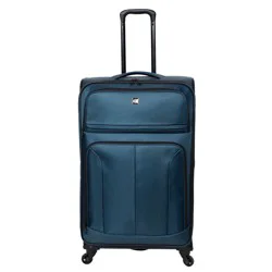 Skyline Softside Large Checked Spinner Suitcase - Teal