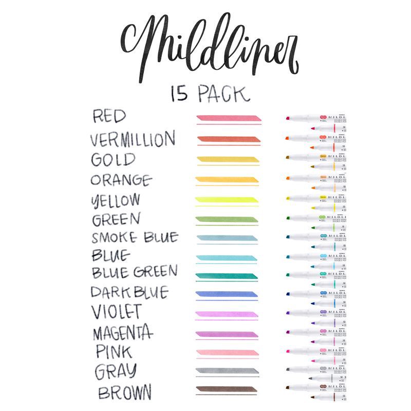 slide 4 of 8, Zebra 15ct Mildliner Dual-tip Creative Marker Assorted Colors, 15 ct