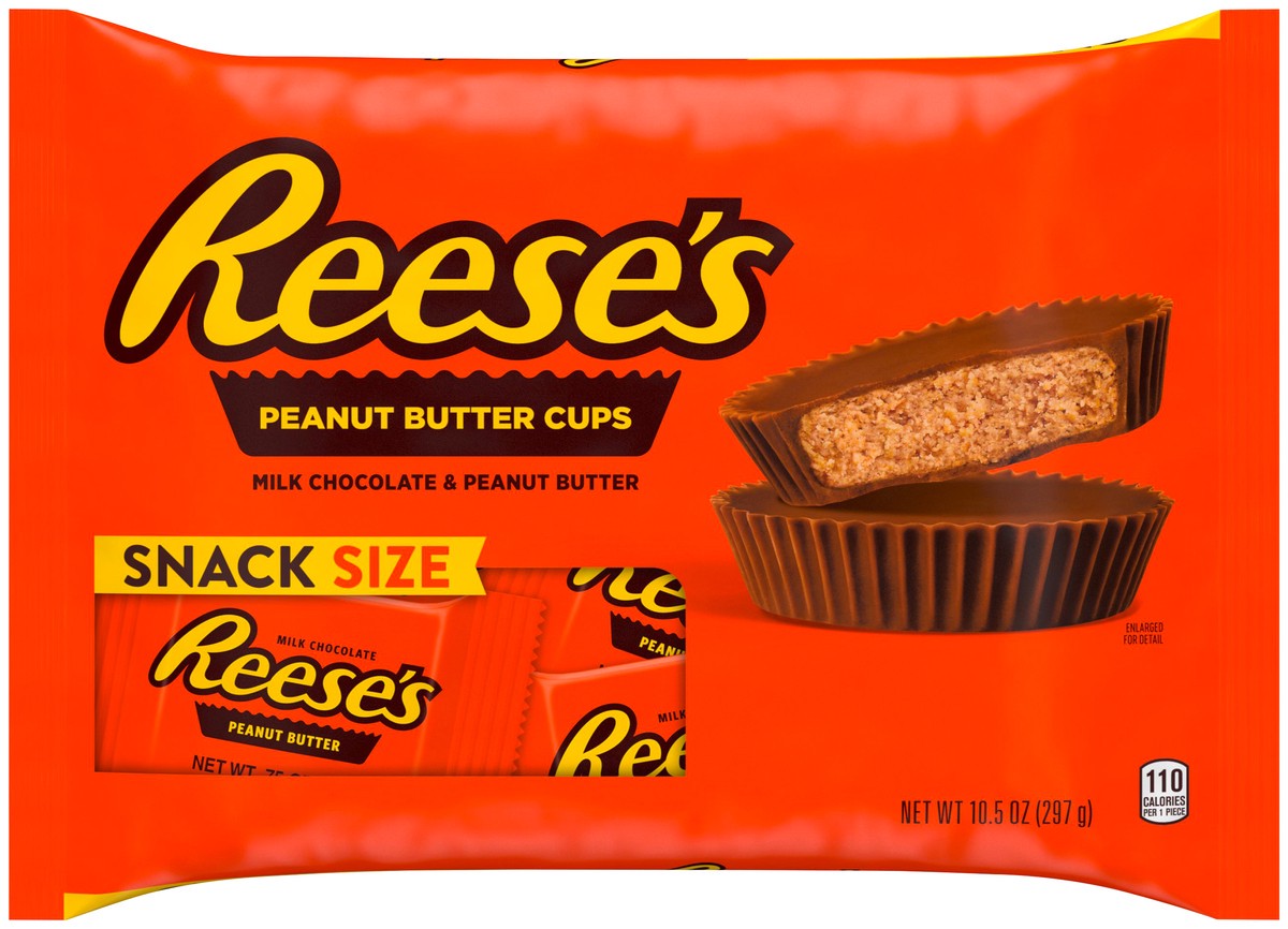 slide 1 of 8, Reese's Peanut Butter Candy, Milk Chocolate, Peanut Butter, Halloween Candy, Snack Size, 1 ct