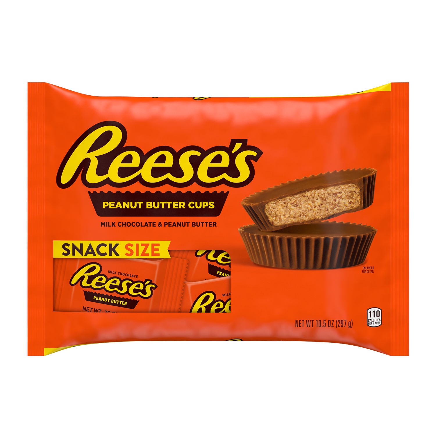 slide 1 of 8, Reese's Milk Chocolate Snack Size Peanut Butter Cups, Candy Bag, 10.5 oz, 10.5 oz