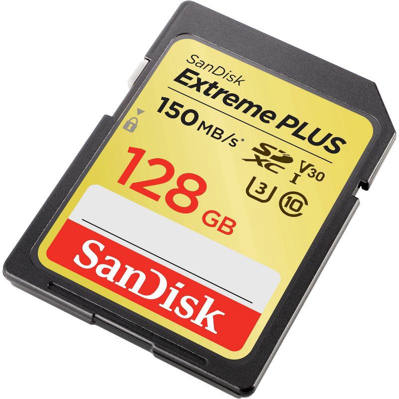 slide 3 of 3, SanDisk Extreme PLUS 128GB SD UHS-I Memory Card: 150 Mbps Transfer Speed, 1 ct