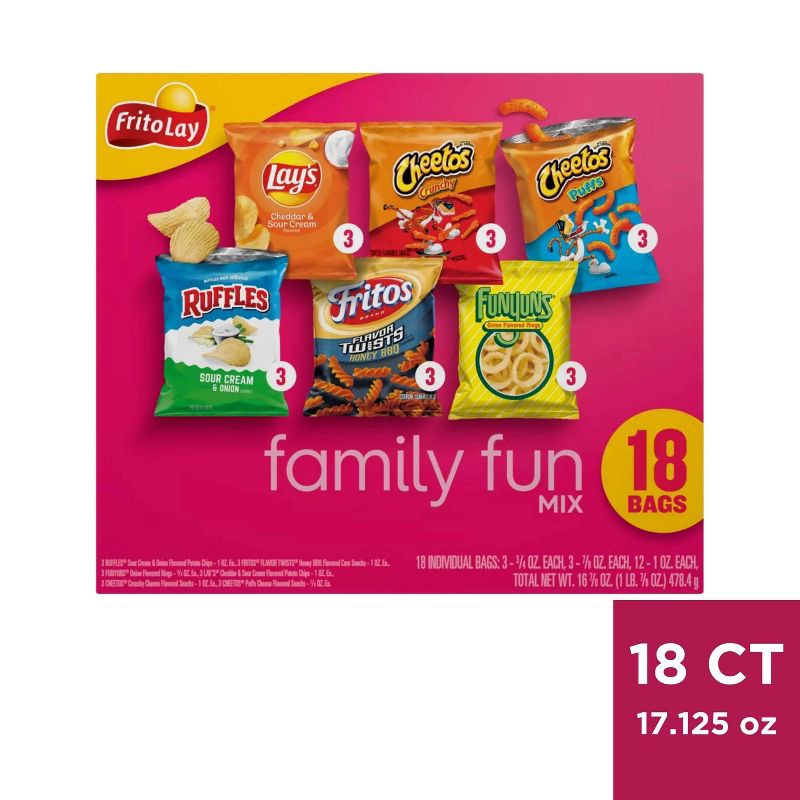 slide 1 of 7, Frito-Lay Variety Pack Family Fun Mix - 18ct, 18 ct