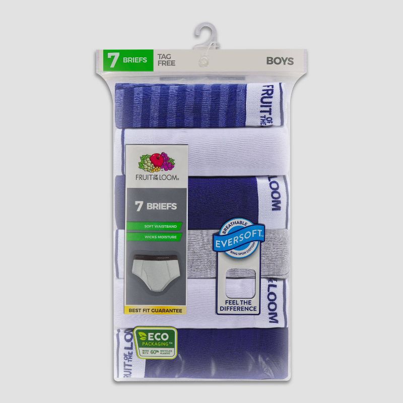 slide 2 of 3, Fruit of the Loom Boys' 7pk Classic Briefs - M: Tagless, Breathable, Moisture Wicking, 7 ct