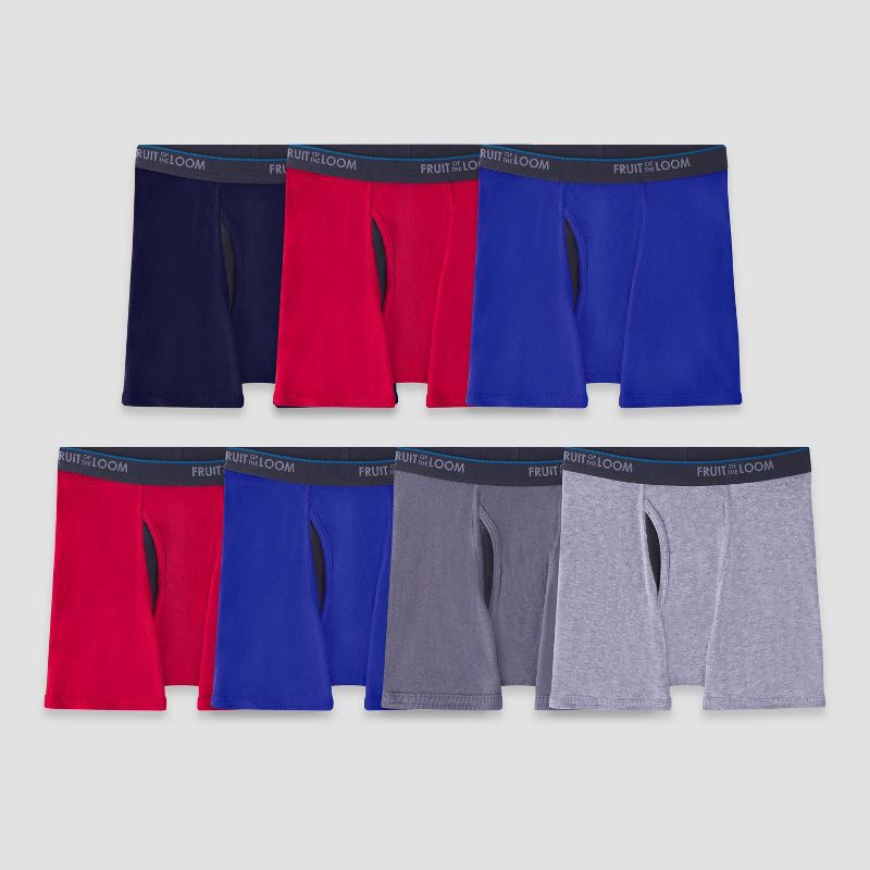 slide 1 of 4, Fruit Of The Loom Boys' 7pk Boxer Briefs - M: Tagless, Moisture Wicking, Mid Rise, Knit Fabric, 7 ct