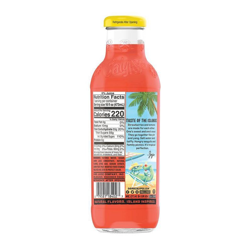 slide 2 of 4, Calypso Strawberry Lemonade - 16 fl oz Glass Bottle, 16 fl oz