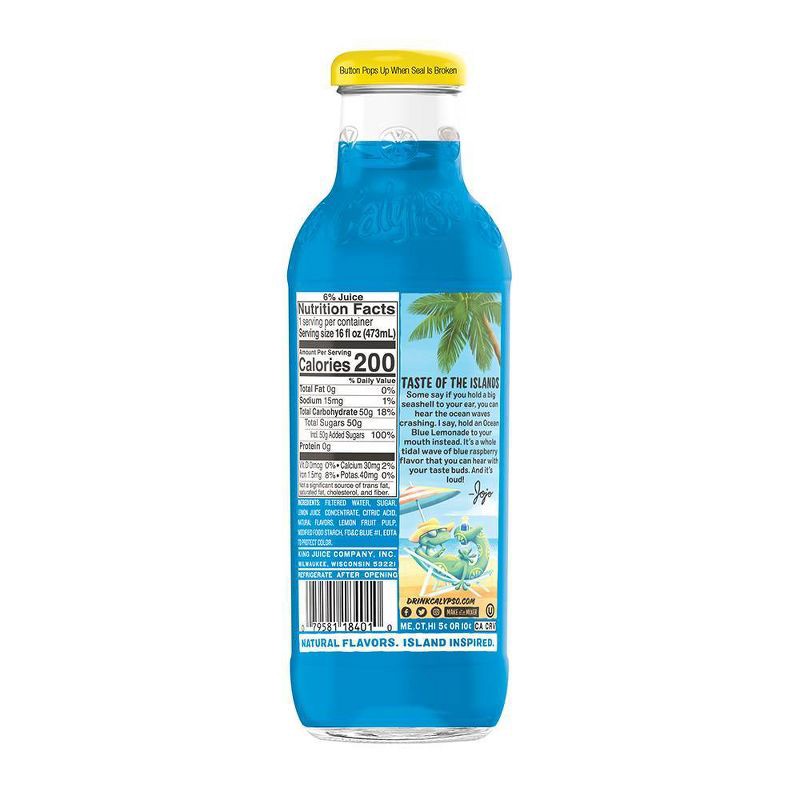 slide 2 of 4, Calypso Ocean Blue Lemonade - 16 fl oz Glass Bottle, 16 fl oz