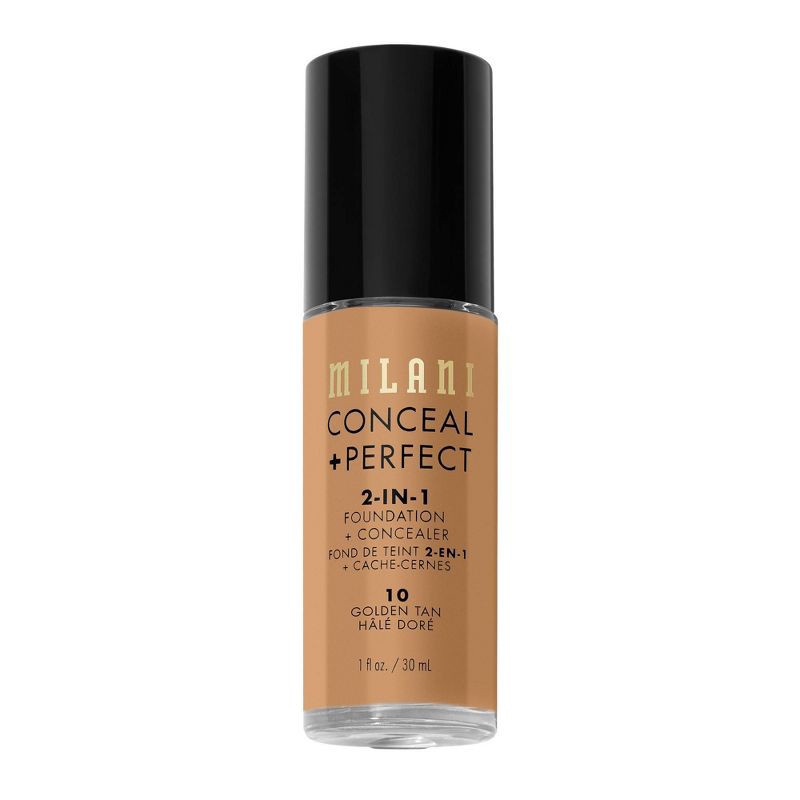 slide 5 of 6, Milani Conceal + Perfect 2-in-1 Foundation + Concealer - Golden Tan 10 - 1 fl oz, 10 ct; 1 fl oz