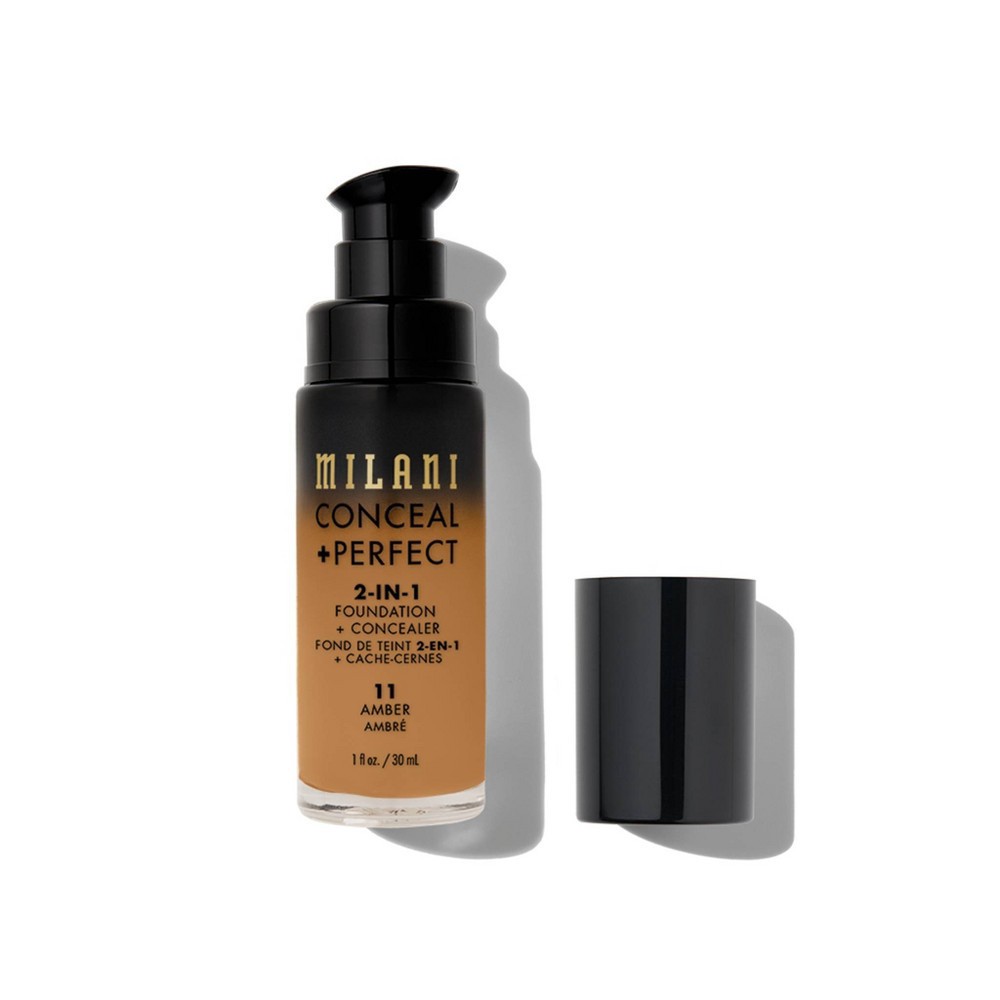 slide 5 of 6, Milani Conceal + Perfect 2-in-1 Foundation + Concealer Cruelty-Free Liquid Foundation - Amber 11 - 1 fl oz, 1 fl oz