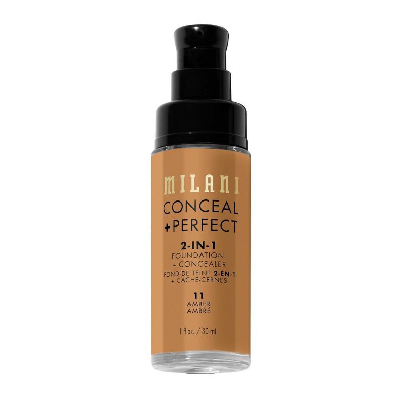 slide 4 of 6, Milani Conceal + Perfect 2-in-1 Foundation + Concealer - Amber 11 - 1 fl oz, 11 ct; 1 fl oz