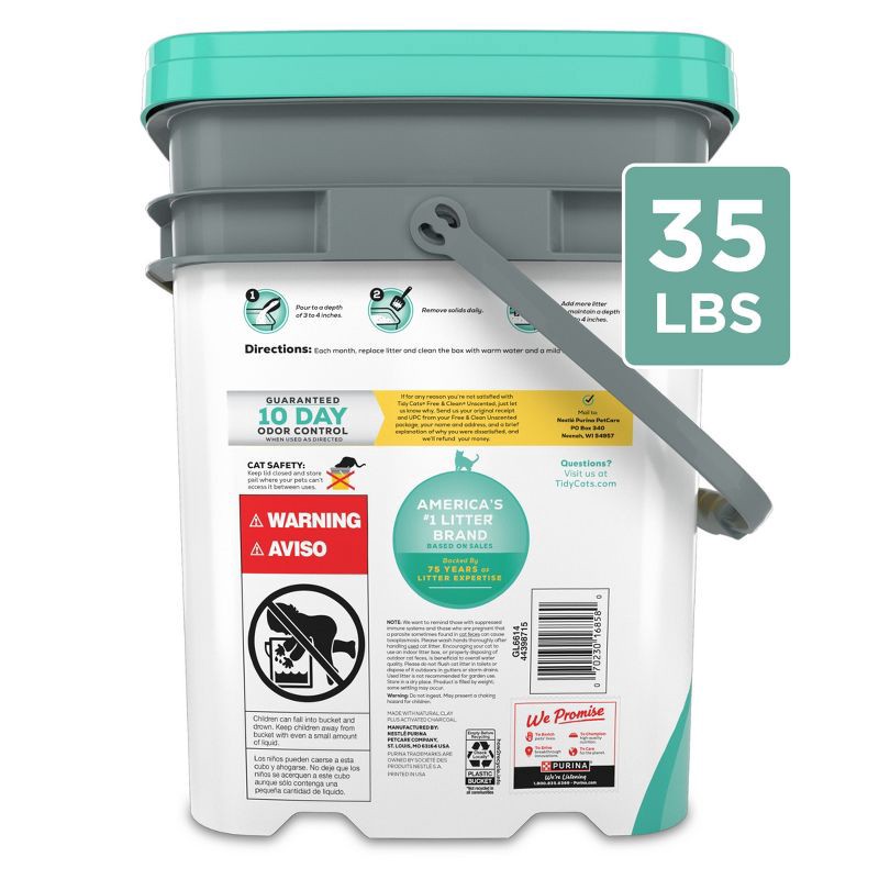 slide 6 of 10, Purina Tidy Cats Free & Clean Unscented Clumping Scoop Cat & Kitty Litter for Multiple Cats - 35lbs, 35 lb