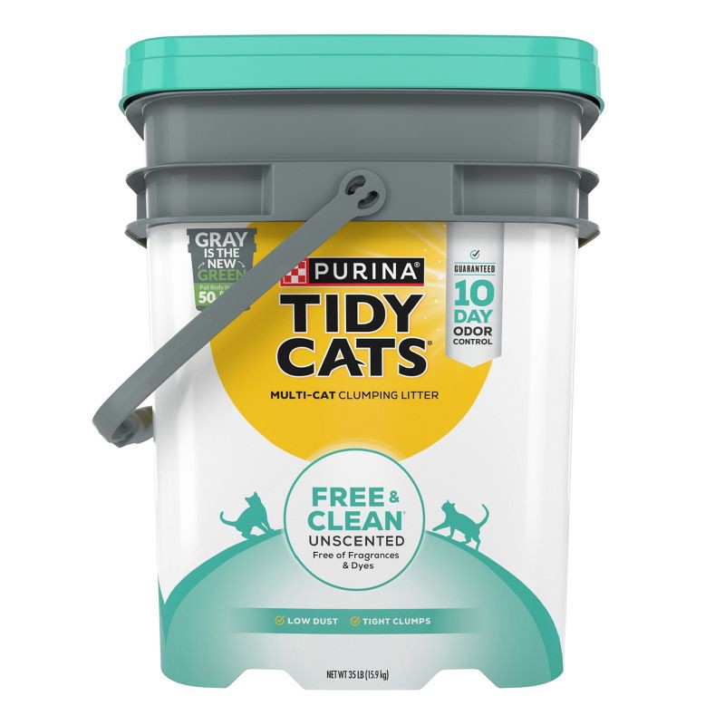 slide 1 of 10, Purina Tidy Cats Free & Clean Unscented Clumping Scoop Cat & Kitty Litter for Multiple Cats - 35lbs, 35 lb