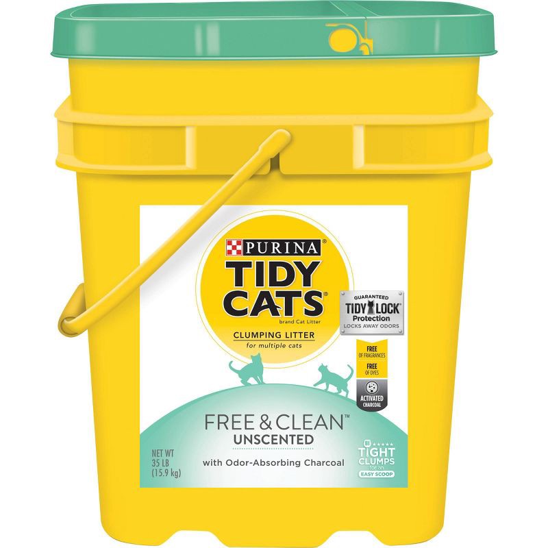 slide 1 of 5, Purina Tidy Cats Free & Clean Unscented Clumping Scoop Cat & Kitty Litter for Multiple Cats - 35lbs, 35 lb